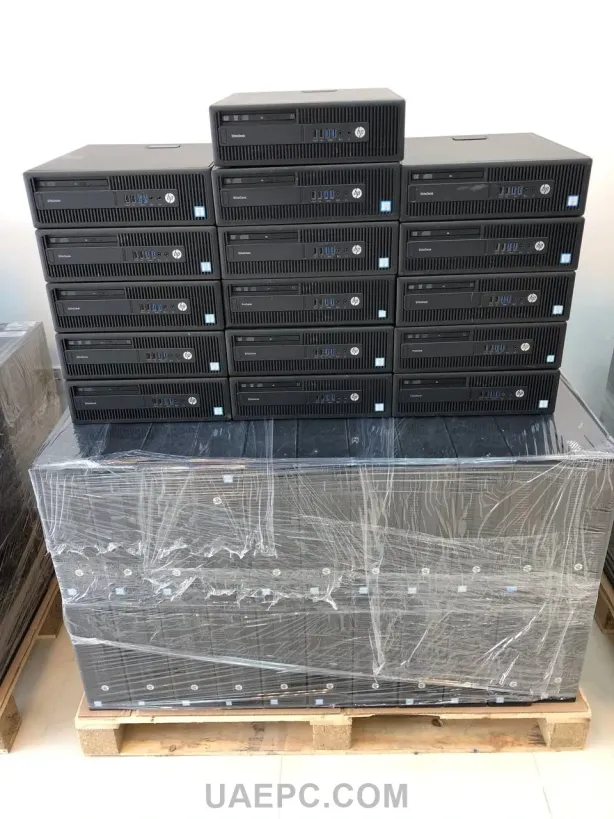 second-hand-mini-desktop-pcs-wrapped-on-pallets - desktop-computers-gallery